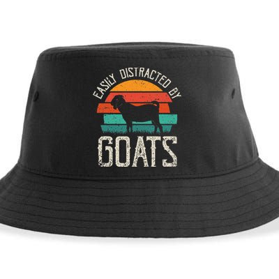 Easily Distracted By Goats Funny Jokes Sarcastic Sayings Sustainable Bucket Hat