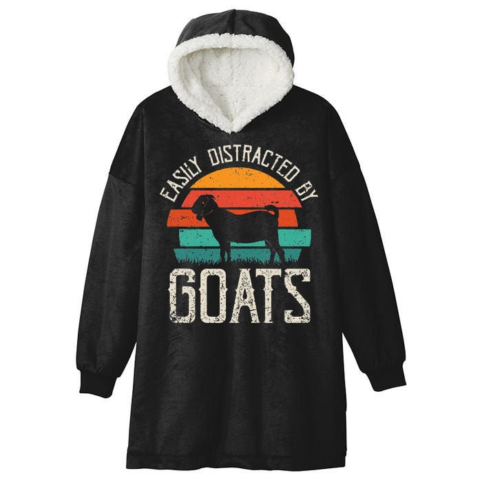 Easily Distracted By Goats Funny Jokes Sarcastic Sayings Hooded Wearable Blanket