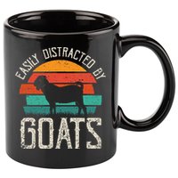 Easily Distracted By Goats Funny Jokes Sarcastic Sayings 11oz C Handle Ceramic Mug