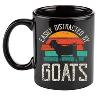 Easily Distracted By Goats Funny Jokes Sarcastic Sayings 11oz C Handle Ceramic Mug