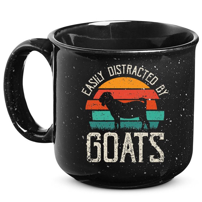 Easily Distracted By Goats Funny Jokes Sarcastic Sayings 15oz Campfire Ceramic Mug