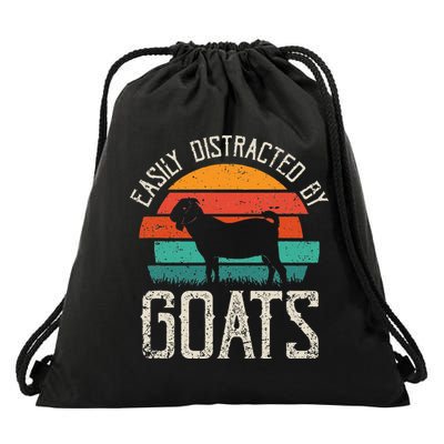 Easily Distracted By Goats Funny Jokes Sarcastic Sayings Drawstring Bag
