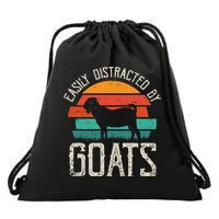 Easily Distracted By Goats Funny Jokes Sarcastic Sayings Drawstring Bag