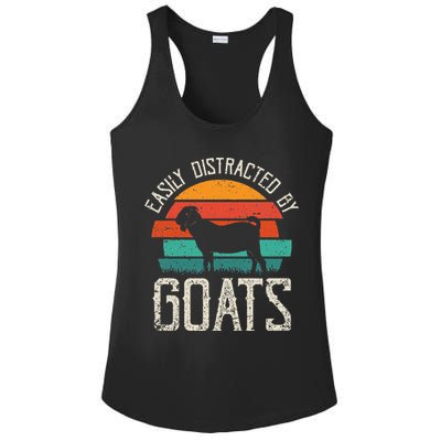 Easily Distracted By Goats Funny Jokes Sarcastic Sayings Ladies PosiCharge Competitor Racerback Tank
