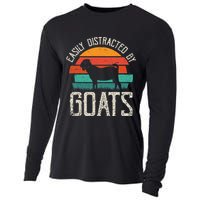 Easily Distracted By Goats Funny Jokes Sarcastic Sayings Cooling Performance Long Sleeve Crew