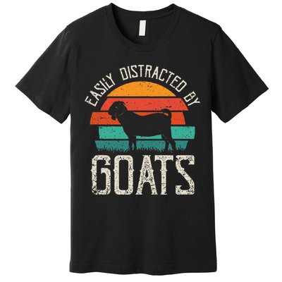 Easily Distracted By Goats Funny Jokes Sarcastic Sayings Premium T-Shirt