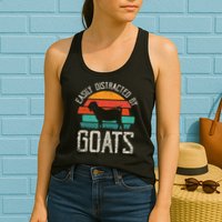 Easily Distracted By Goats Funny Jokes Sarcastic Sayings Womens Tank Top