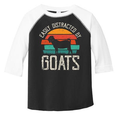 Easily Distracted By Goats Funny Jokes Sarcastic Sayings Toddler Fine Jersey T-Shirt