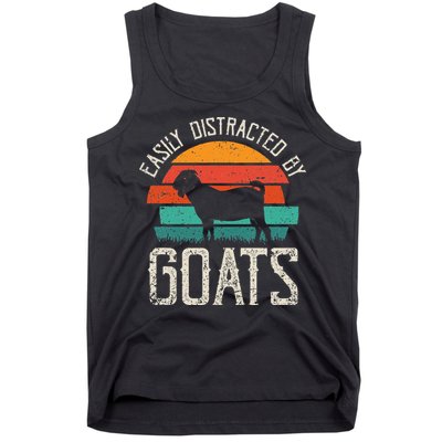 Easily Distracted By Goats Funny Jokes Sarcastic Sayings Tank Top