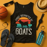 Easily Distracted By Goats Funny Jokes Sarcastic Sayings Tank Top
