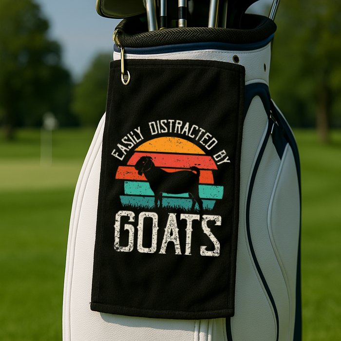 Easily Distracted By Goats Funny Jokes Sarcastic Sayings Golf Towel