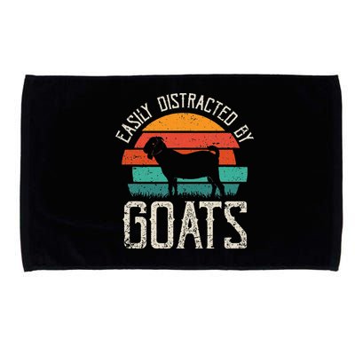 Easily Distracted By Goats Funny Jokes Sarcastic Sayings Microfiber Hand Towel