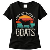 Easily Distracted By Goats Funny Jokes Sarcastic Sayings Womens T-Shirt
