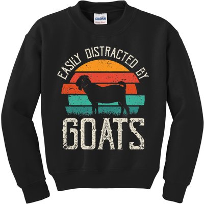 Easily Distracted By Goats Funny Jokes Sarcastic Sayings Kids Sweatshirt
