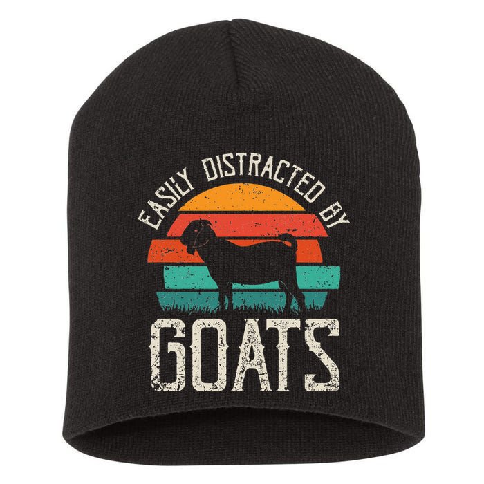 Easily Distracted By Goats Funny Jokes Sarcastic Sayings Short Acrylic Beanie