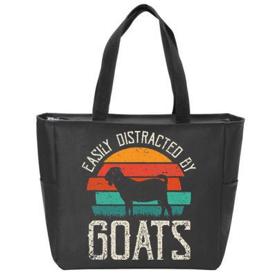 Easily Distracted By Goats Funny Jokes Sarcastic Sayings Zip Tote Bag