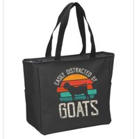 Easily Distracted By Goats Funny Jokes Sarcastic Sayings Zip Tote Bag
