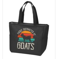 Easily Distracted By Goats Funny Jokes Sarcastic Sayings Zip Tote Bag
