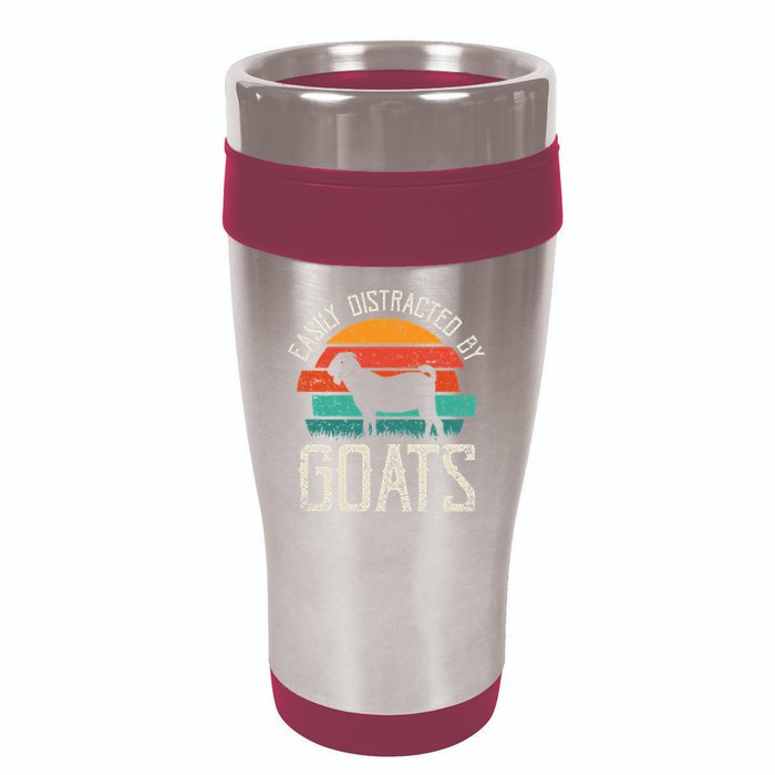 Easily Distracted By Goats Funny Jokes Sarcastic Sayings 16oz Travel Tumbler