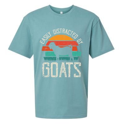 Easily Distracted By Goats Funny Jokes Sarcastic Sayings Sueded Cloud Jersey T-Shirt