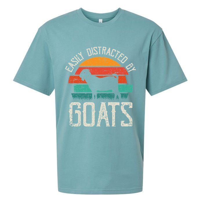 Easily Distracted By Goats Funny Jokes Sarcastic Sayings Sueded Cloud Jersey T-Shirt