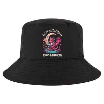 Easily distracted by books and dragons kawaii dragon reader Cool Comfort Performance Bucket Hat