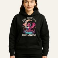 Easily distracted by books and dragons kawaii dragon reader Hoodie