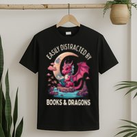 Easily distracted by books and dragons kawaii dragon reader T-Shirt