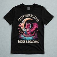 Easily distracted by books and dragons kawaii dragon reader T-Shirt
