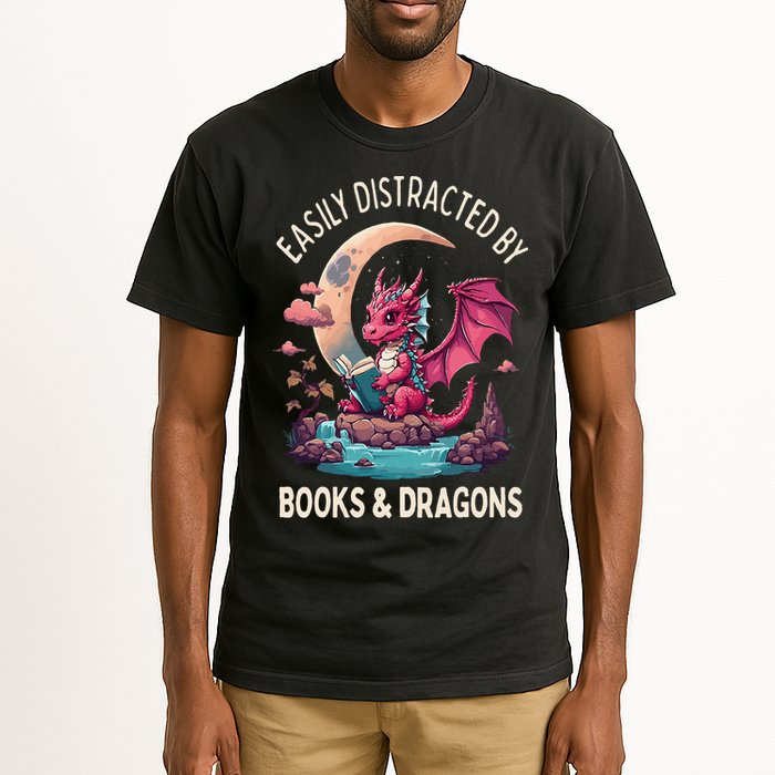 Easily distracted by books and dragons kawaii dragon reader Tall T-Shirt