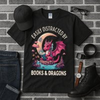 Easily distracted by books and dragons kawaii dragon reader Tall T-Shirt