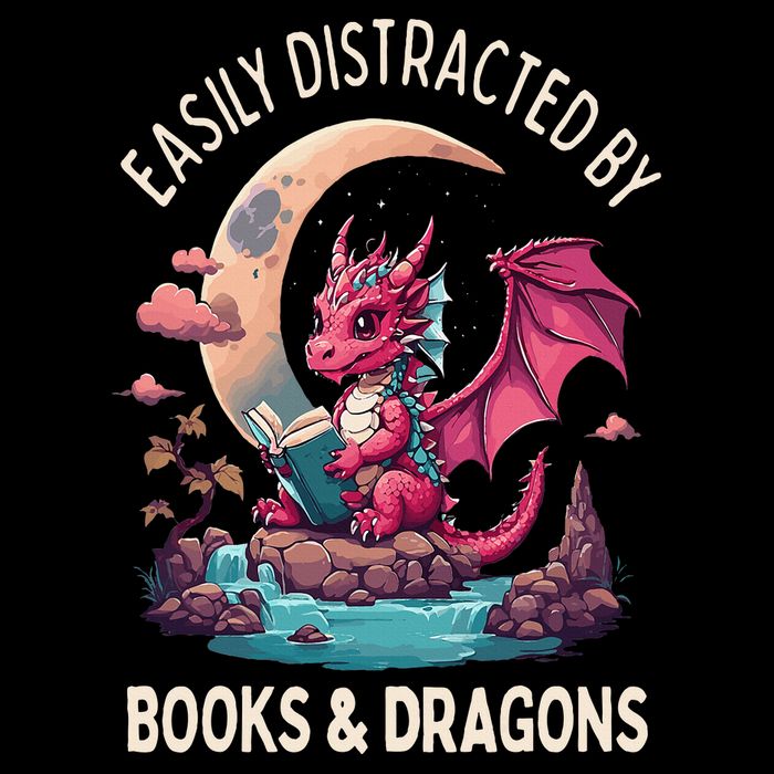 Easily distracted by books and dragons kawaii dragon reader Tall T-Shirt