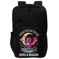 Easily distracted by books and dragons kawaii dragon reader Impact Tech Backpack