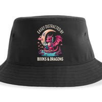 Easily distracted by books and dragons kawaii dragon reader Sustainable Bucket Hat