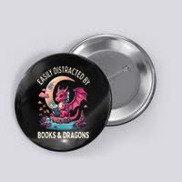 Easily distracted by books and dragons kawaii dragon reader Button