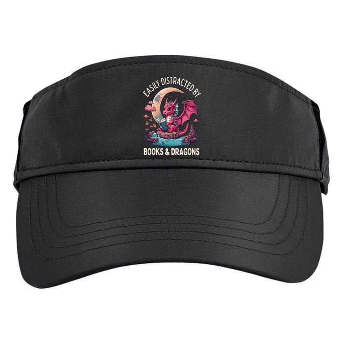 Easily distracted by books and dragons kawaii dragon reader Adult Drive Performance Visor