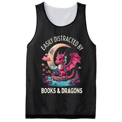 Easily distracted by books and dragons kawaii dragon reader Mesh Reversible Basketball Jersey Tank