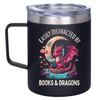 Easily distracted by books and dragons kawaii dragon reader 12oz Stainless Steel Coffee Mug