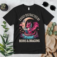 Easily distracted by books and dragons kawaii dragon reader Premium T-Shirt