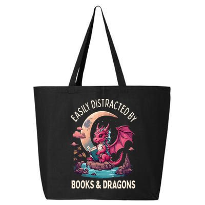 Easily distracted by books and dragons kawaii dragon reader 25L Jumbo Tote