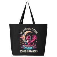 Easily distracted by books and dragons kawaii dragon reader 25L Jumbo Tote