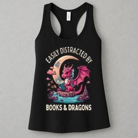 Easily distracted by books and dragons kawaii dragon reader Womens Tank Top