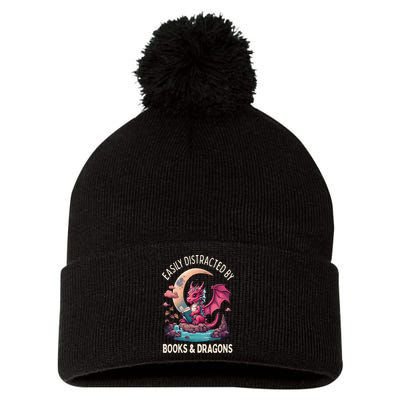 Easily distracted by books and dragons kawaii dragon reader Pom Pom 12in Knit Beanie