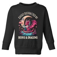 Easily distracted by books and dragons kawaii dragon reader Toddler Sweatshirt