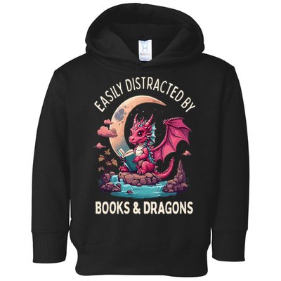 Easily distracted by books and dragons kawaii dragon reader Toddler Hoodie