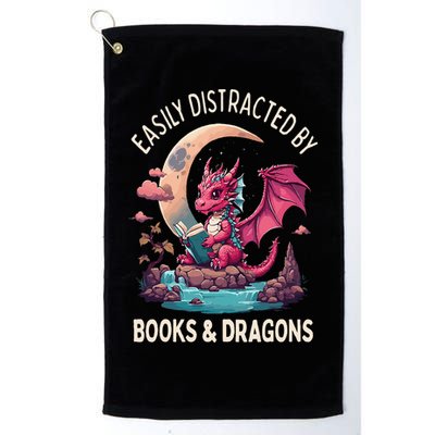 Easily distracted by books and dragons kawaii dragon reader Golf Towel