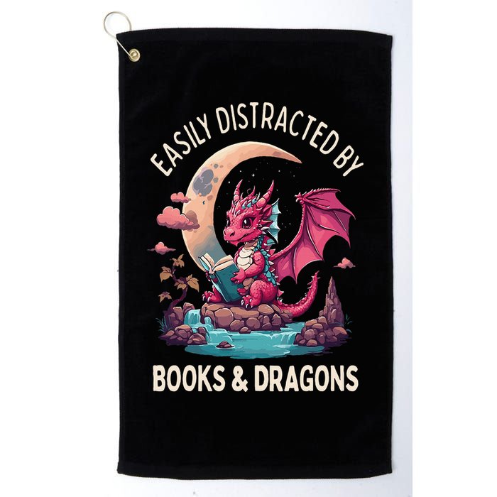 Easily distracted by books and dragons kawaii dragon reader Golf Towel
