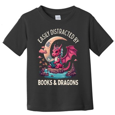 Easily distracted by books and dragons kawaii dragon reader Toddler T-Shirt