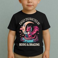 Easily distracted by books and dragons kawaii dragon reader Toddler T-Shirt