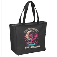 Easily distracted by books and dragons kawaii dragon reader Zip Tote Bag